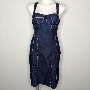 Muse blue colorful accent sheath dress 4